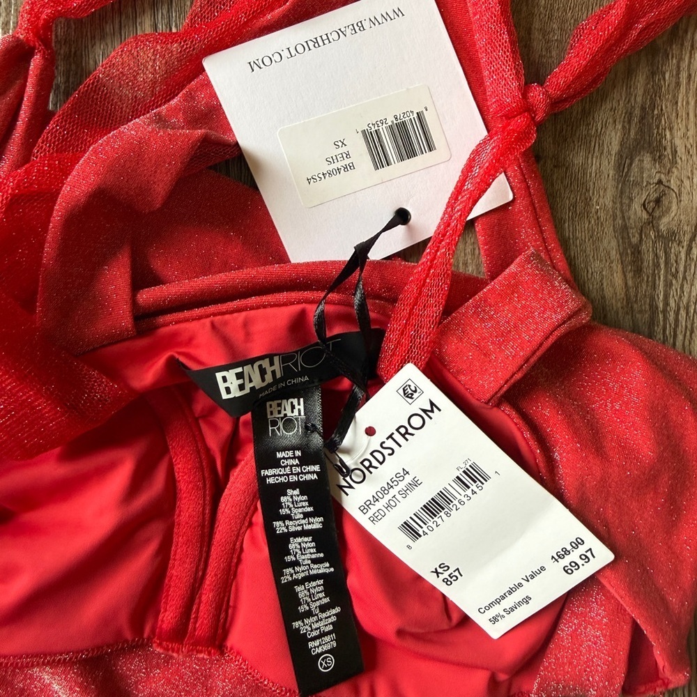 Beach Riot Dede One Piece Red Hot Shine, Size XS, $168 - Picture 6 of 6